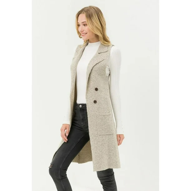 SWEATER SLEEVELESS LONG CARDIGAN VEST | Walmart (US)