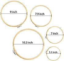 Similane 5 Pieces Embroidery Hoops Bamboo Circle Cross Stitch Hoop Ring 5 inch to 10 inch for Emb... | Amazon (US)