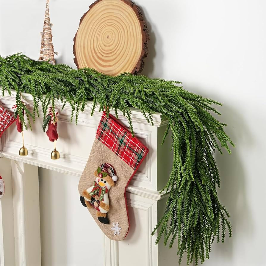 6 Ft (183 Cm) Norfolk Pine Garland - Realistic Faux Pine Christmas Garland for Mantle, Wall, Tabl... | Amazon (US)
