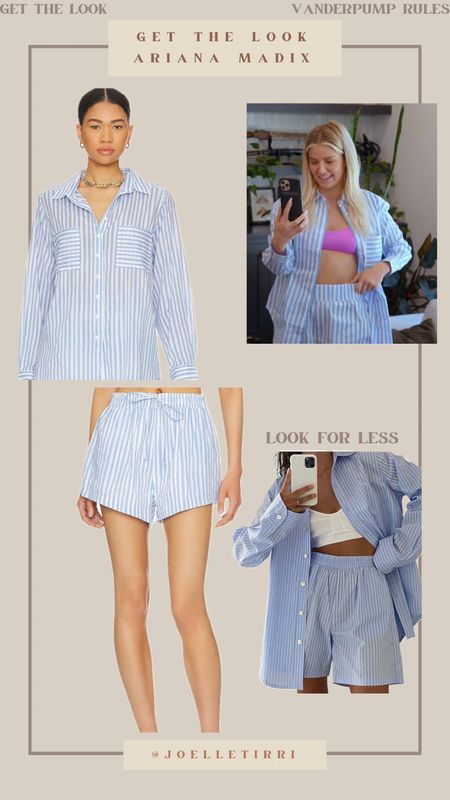Ariana Madix blue and white striped shirt and shorts set. Get the look or get the look for less! #arianamadix #Vanderpumprules #GetTheLook #LookForLess #GetTheLookForLess #CelebStyle #Coverup #VacationOutfit

#LTKswim #LTKstyletip #LTKfindsunder50