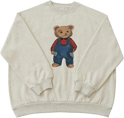 ASO-SLING Vintage Sweatshirt for Women Cute Cartoon Print Jumper Top Slouchy Drop Shoulder Crewne... | Amazon (US)