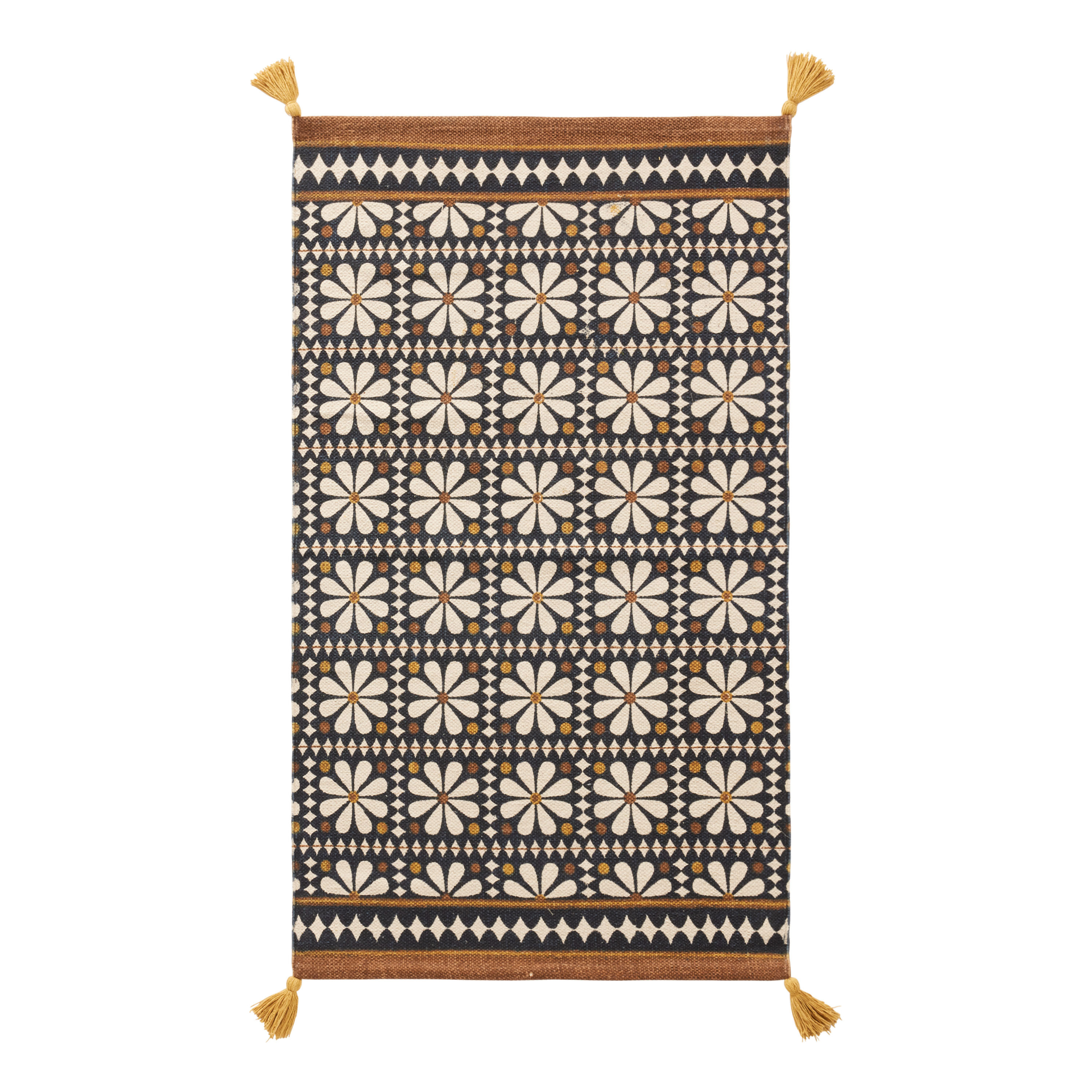 Frida Floral Tile Cotton Area Rug | World Market
