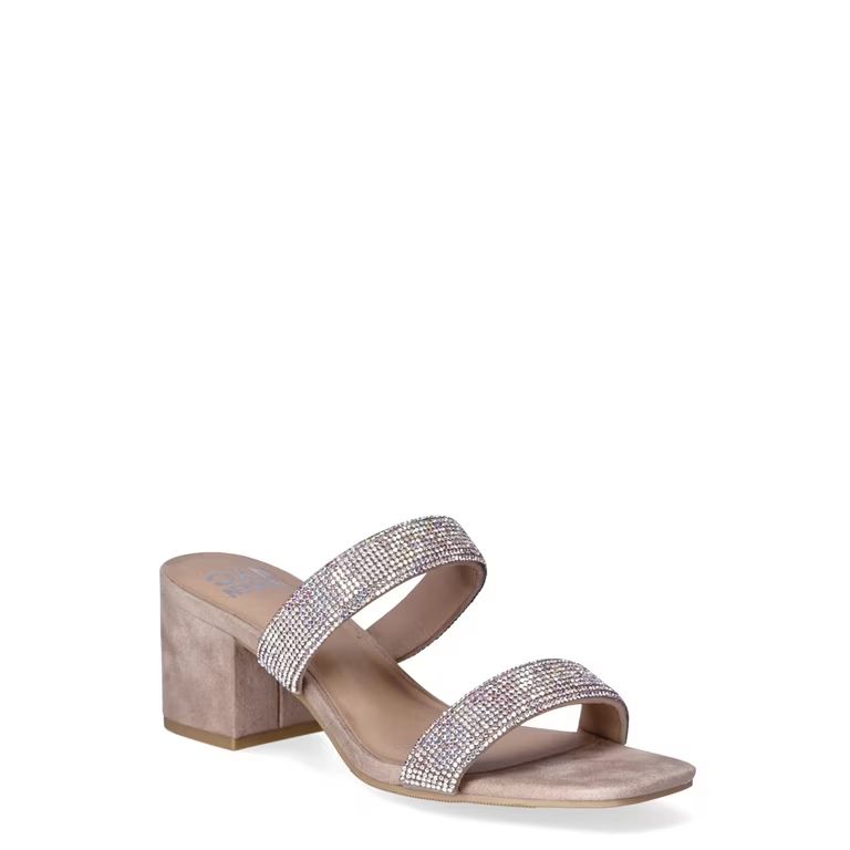Madden NYC Women's Bling Two Band Heeled Sandals, Sizes 6-11 | Walmart (US)