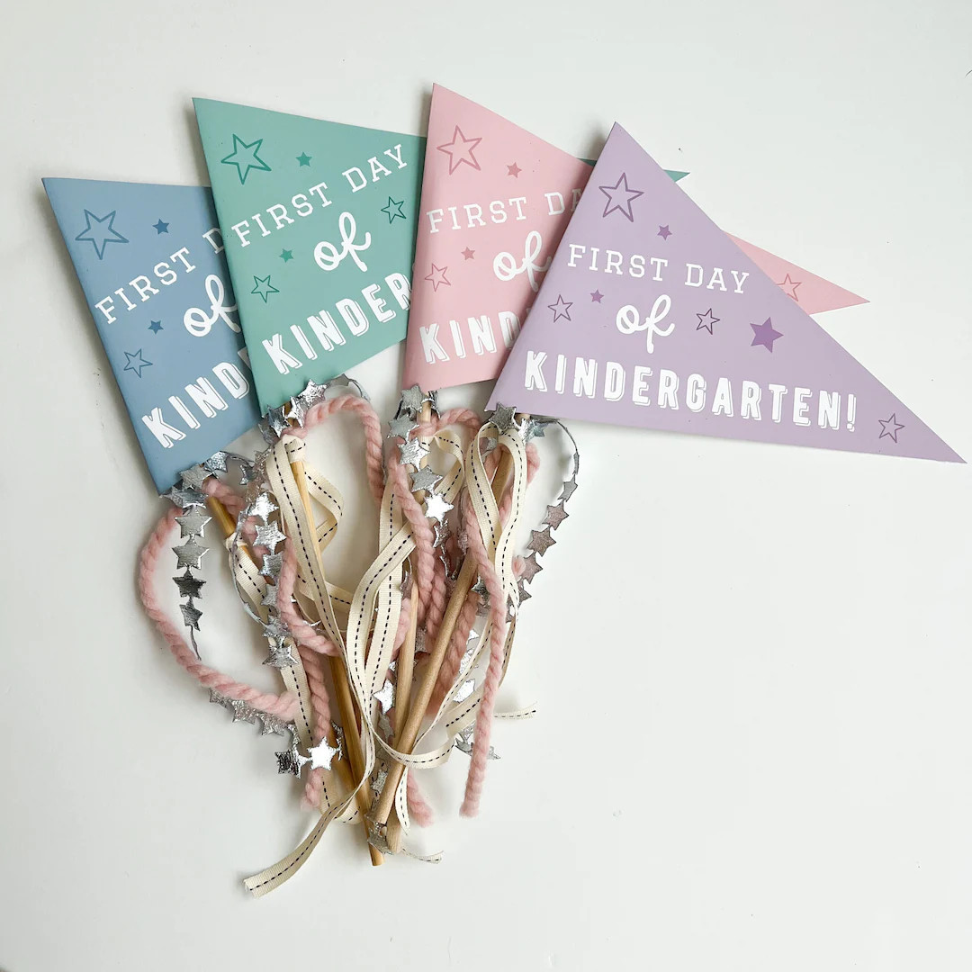 First Day Kindergarten Flag Printable, Back to School Pennant, 1st Day of School Print, Kindergar... | Etsy (US)