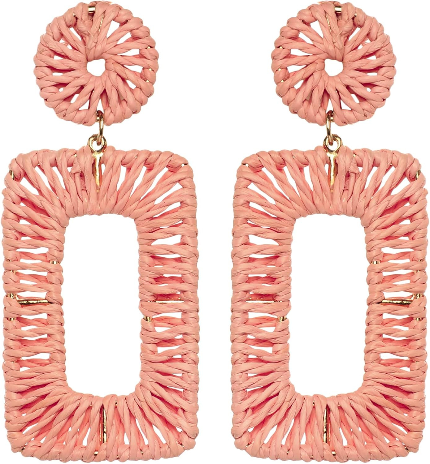 RF Rizir Fashion Thread Boho Statement Hoop Handmade Rattan Geometric Round Oval Rectangle Shape Sty | Amazon (US)