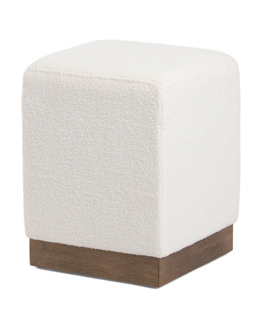 18in Boucle Ottoman With Wood Base | Marshalls