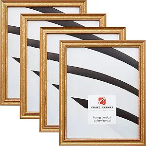 Craig Frames 314GD 10 x 13 Inch Picture Frame, Ornate Gold, Set of 4 | Amazon (US)