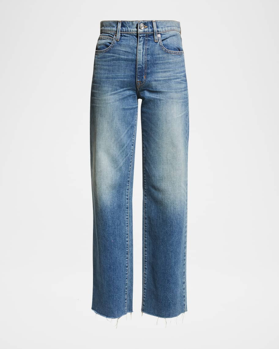 SLVRLAKE Grace Raw Hem Wide-Leg Jeans | Neiman Marcus