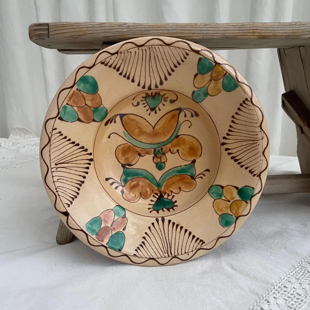 Vintage Medium-sized Decorative Deep Plate - Beige Ceramic Wall Plate from Hungary | Etsy (US)