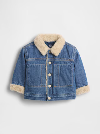 Baby UltraSoft Denim & Sherpa Bear Jacket | Gap (US)