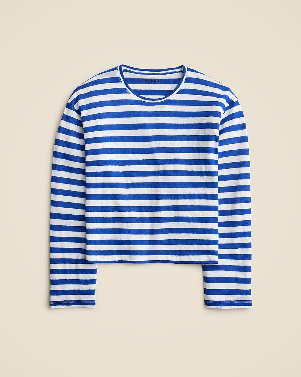 New relaxed linen long-sleeve T-shirt in stripe | J. Crew US