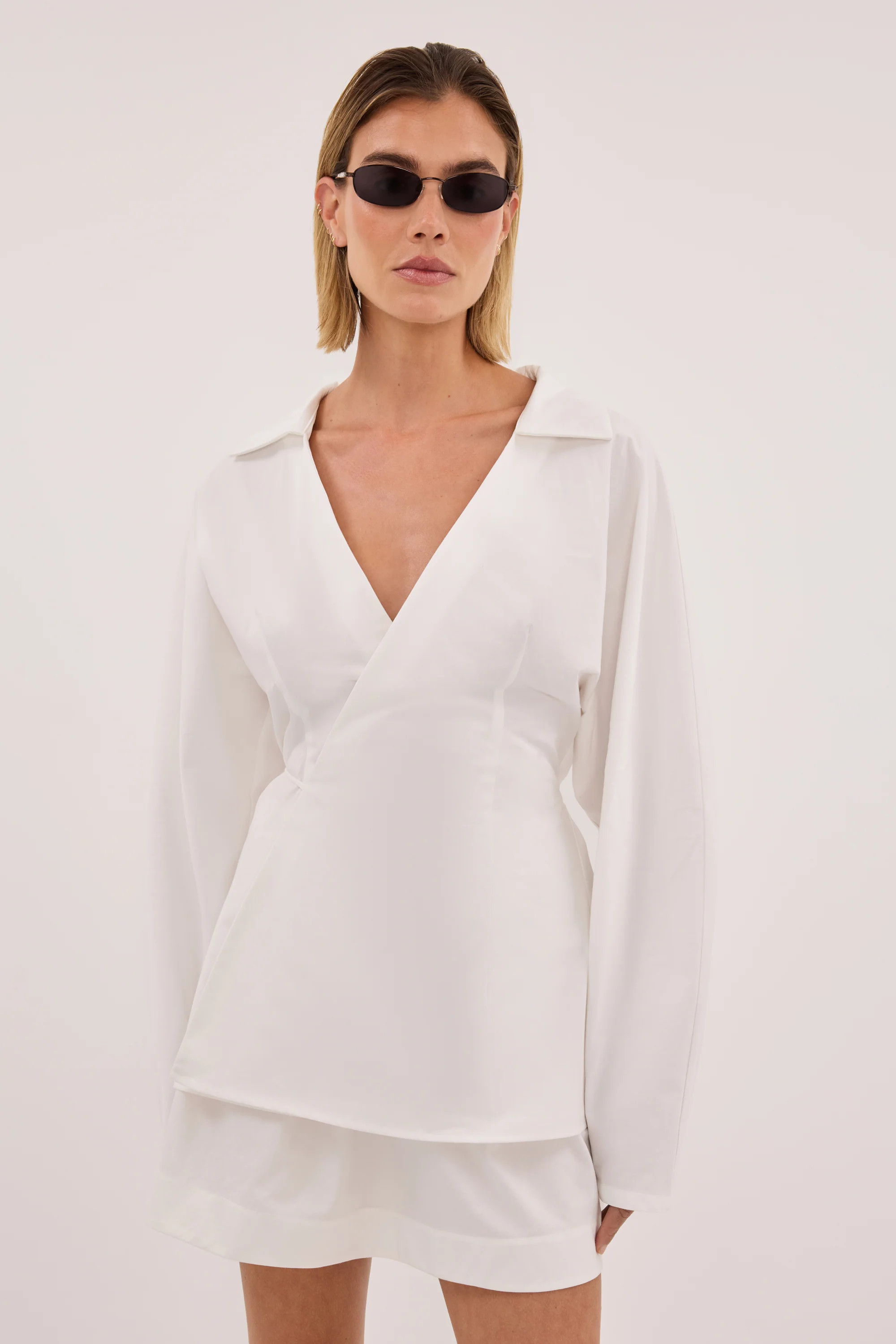 SIENA WHITE POPLIN WRAP SHIRT | DISSH