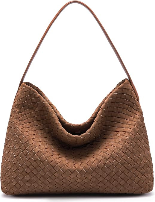 Woven Tote Bag for Women: Vegan Leather Purse for Weekend & Style | Handwoven Shoulder Bag with R... | Amazon (US)