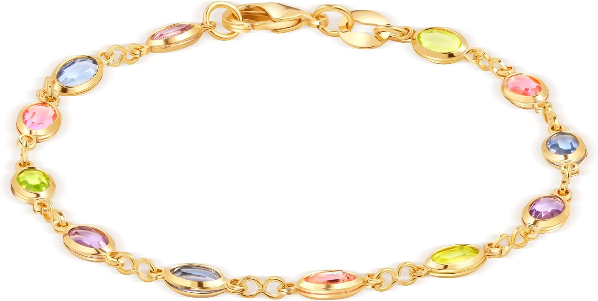 Barzel 18K Gold Plated Multicolor Crystal Bracelet - Made In Brazil | Amazon (US)