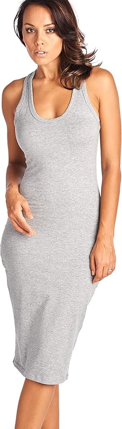 Women's Fitted Sleeveless Racerback Midi Bodycon Tank Dress | Amazon (US)