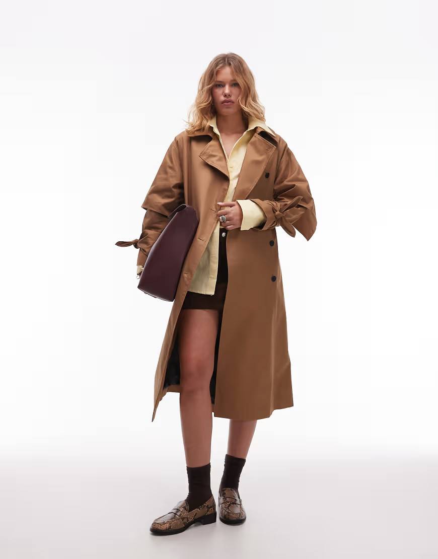 LAAGAM prague oversized trench coat in brown-Multi | ASOS (Global)