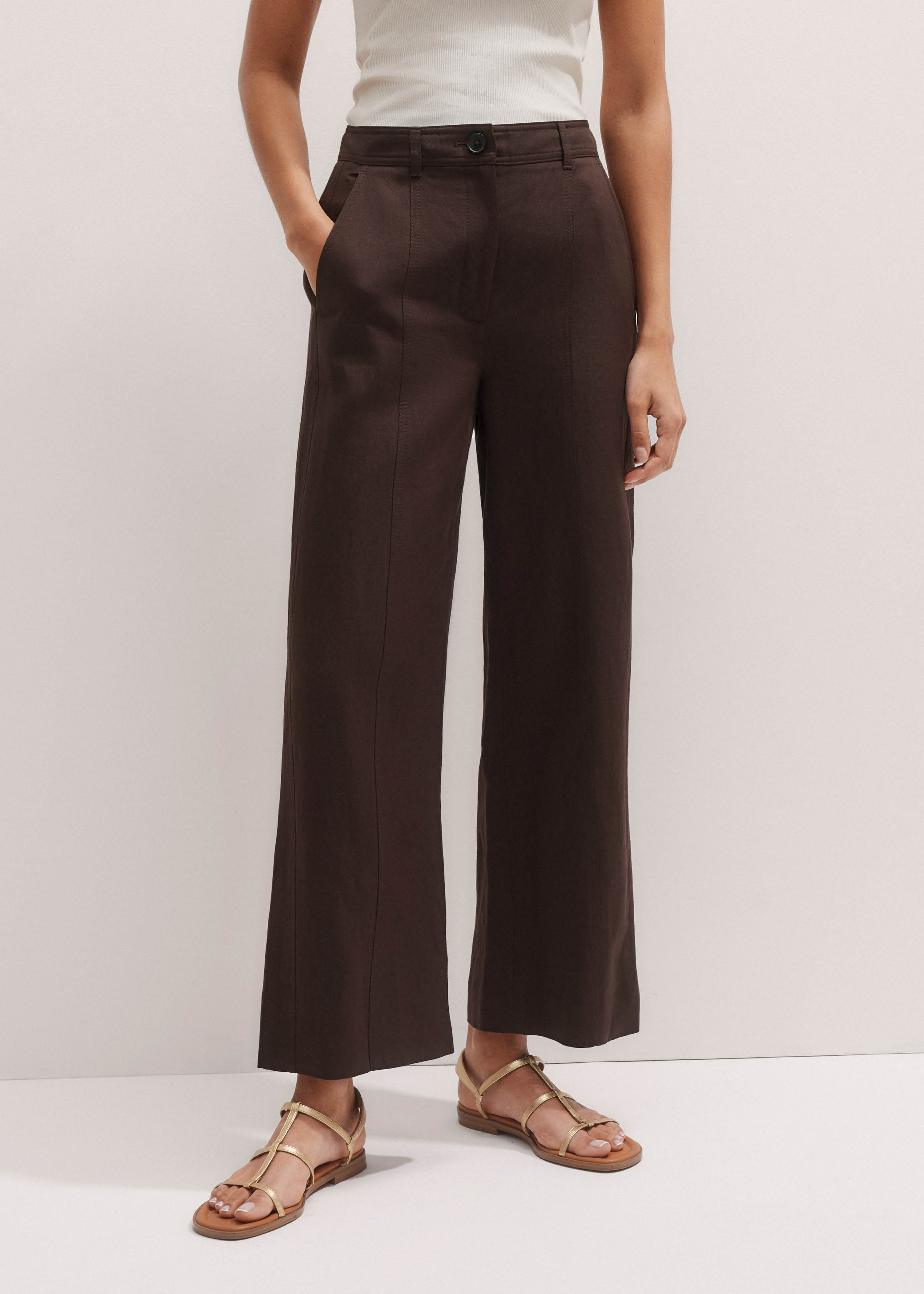Straight Crop Pant Italian Linen + Cotton Blend | ME+EM US