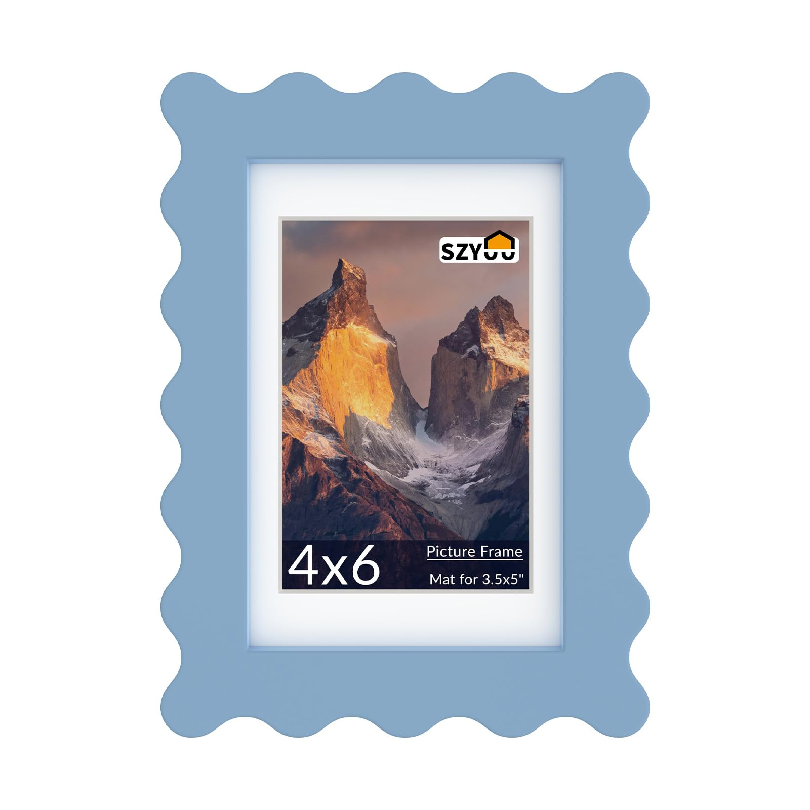 4x6 Wavy Picture Frame with Mat for 3.5x5, Real Glass and Wooden​ Frame - Tabletop or Wall Hang... | Amazon (US)