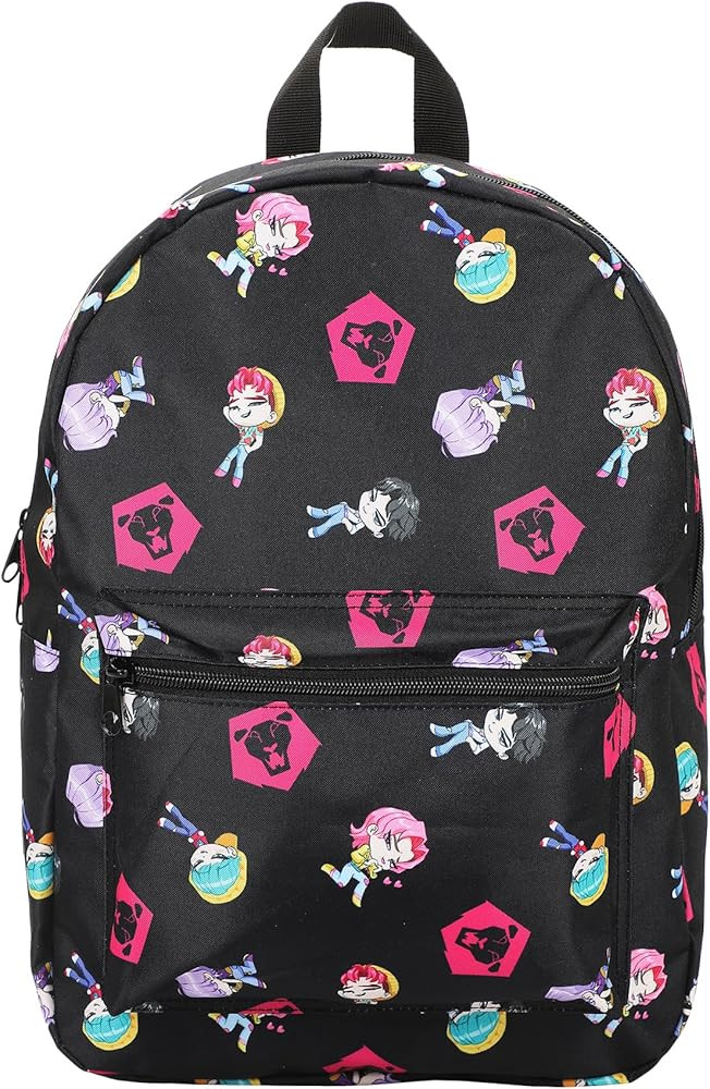 Bioworld KPop Demon Hunters Chibi Saja Boys All-Over Print 16.5” Black Quick Turn Backpack | Amazon (US)
