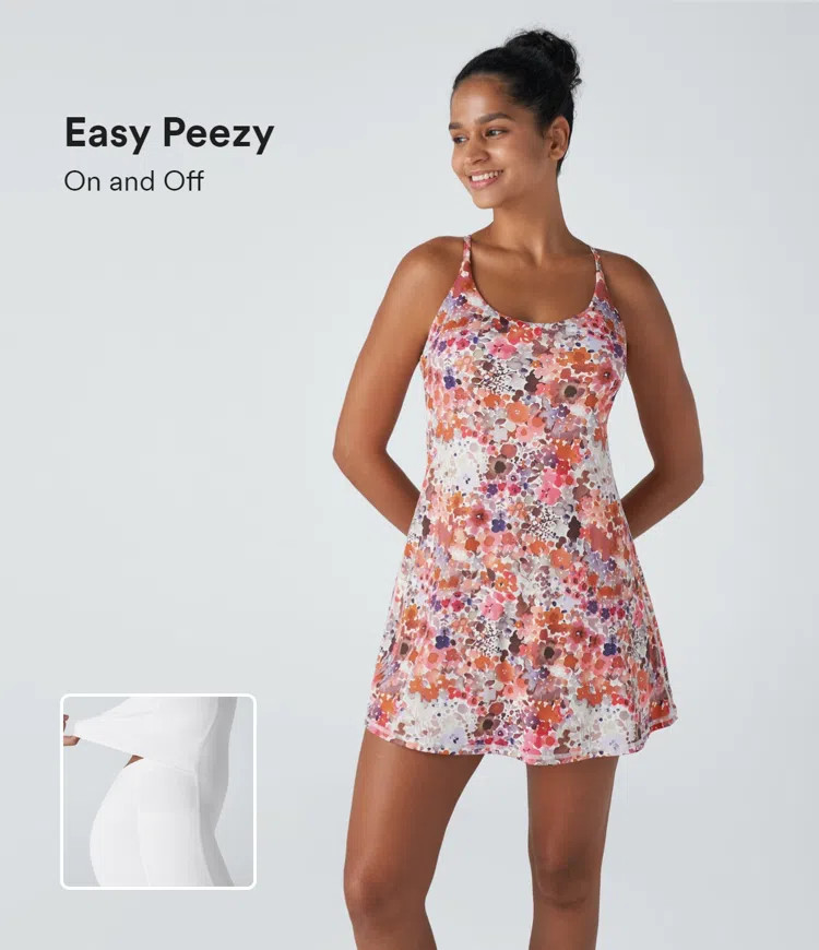 Women’s Backless Floral Print Pickleball Active Dress-Easy Peezy Edition - Halara | HALARA