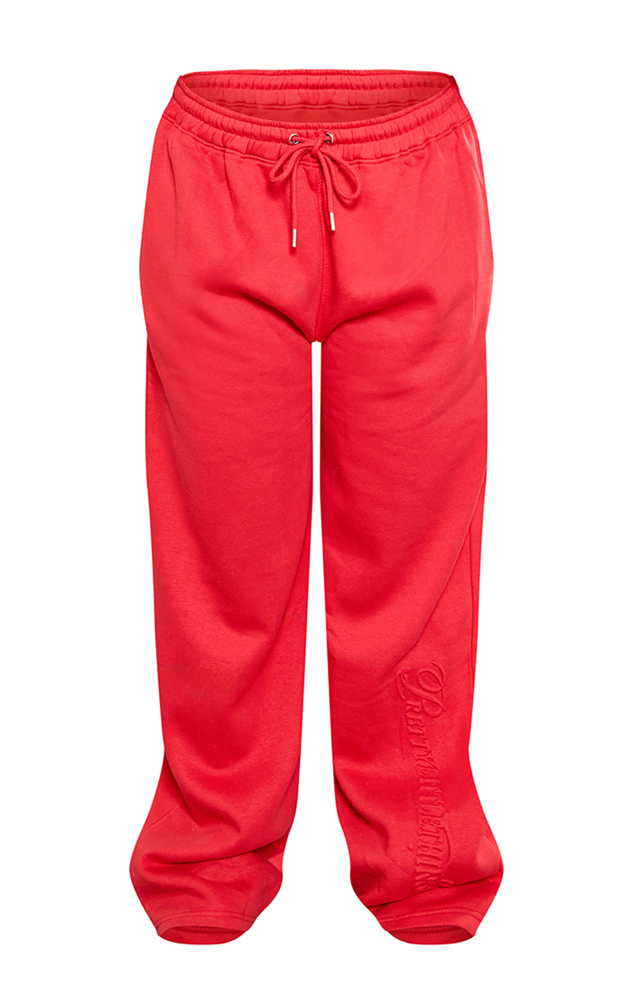 PRETTYLITTLETHING Plus Red Embossed Graphic Straight Leg Track Pants | Pretty Little Thing (Australia & New Zealand)
