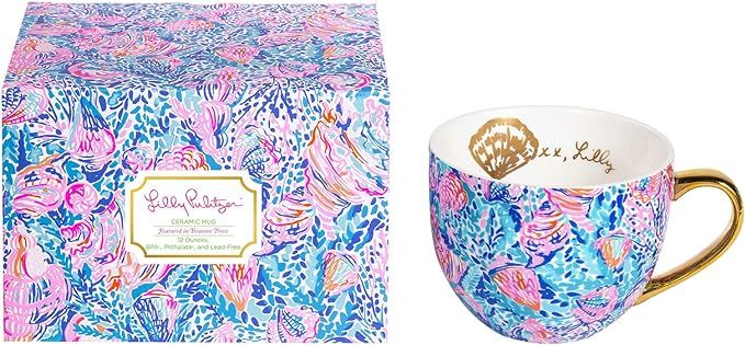 Lilly Pulitzer 12 Ounce Ceramic Coffee/Tea Mug with Gold Handle and Gift Box, Treasure Trove | Amazon (US)