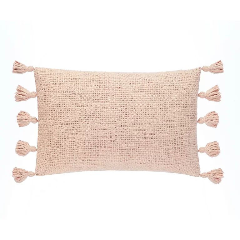 Better Homes & Garden 14" X 24" Oblong Boucle Decorative Pillow with Fringe, Blush (1 count) | Walmart (US)