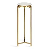 Kate and Laurel Aguilar Modern Drink Table, 8 x 8 x 23, White and Gold, Genuine Marble Accent Table  | Amazon (US)