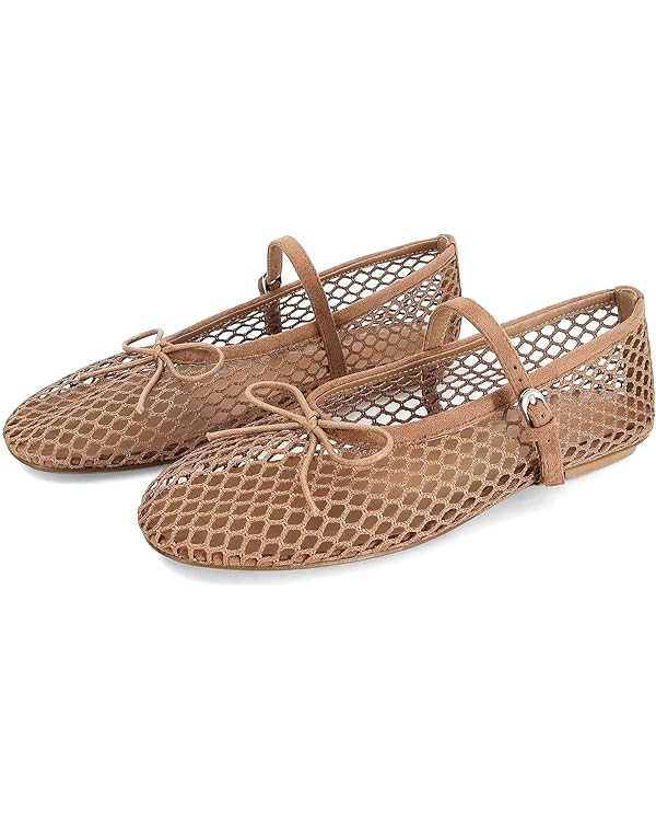 MICIFA Women's Mesh Ballet Flats Fishnet Ballerina Flats Buckle Strap Mary Jane Flats Causal Dail... | Amazon (US)