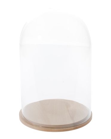Made In Hungary 12in Glass Bell Jar With Wooden Base | TJ Maxx
