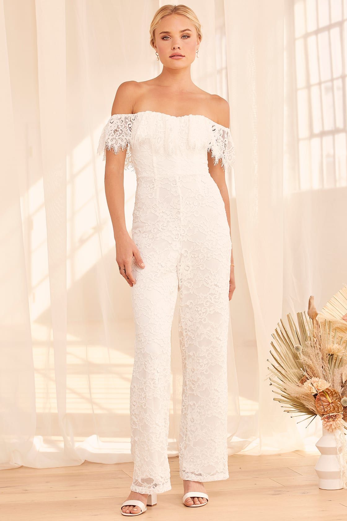 Seal My Fate White Lace Off-the-Shoulder Jumpsuit | Lulus (US)