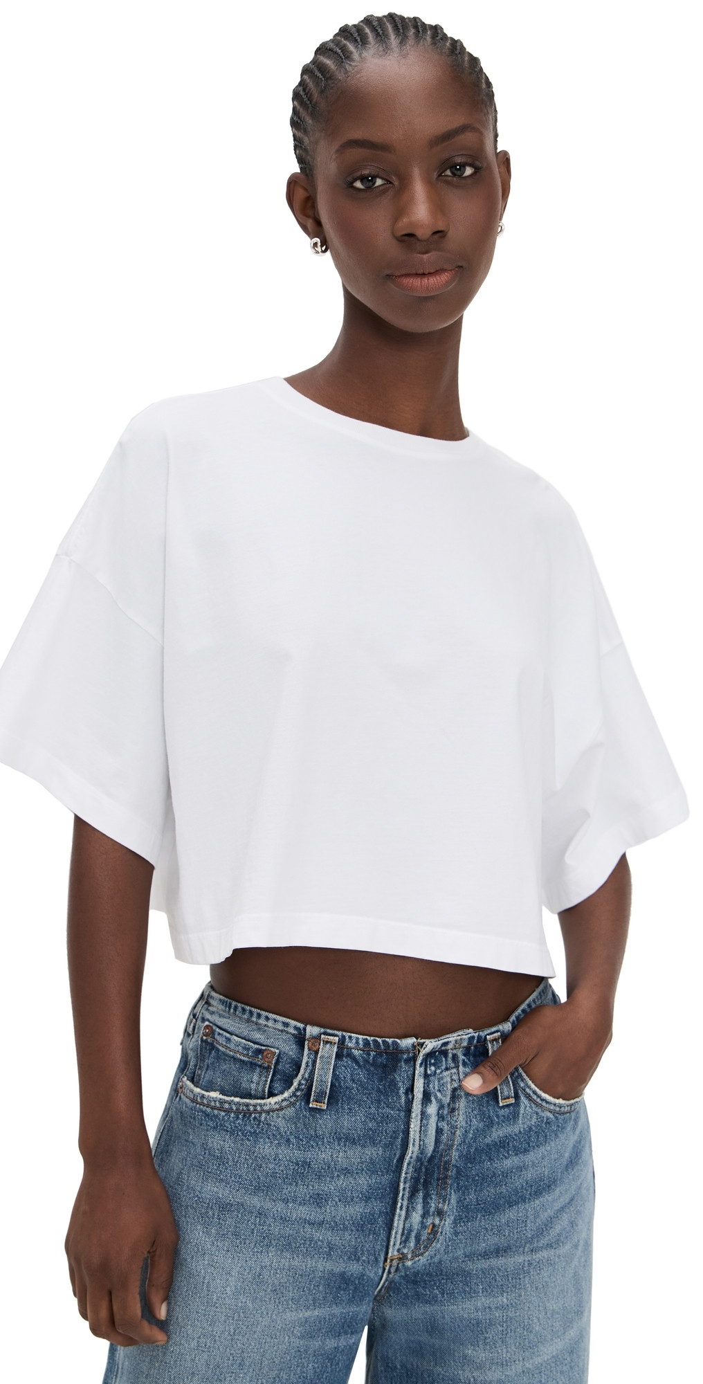 AGOLDE Arli Oversized Cropped Tee White XS | Shopbop