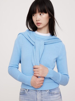 Cotton-Silk Crew-Neck Sweater | Banana Republic (CA)