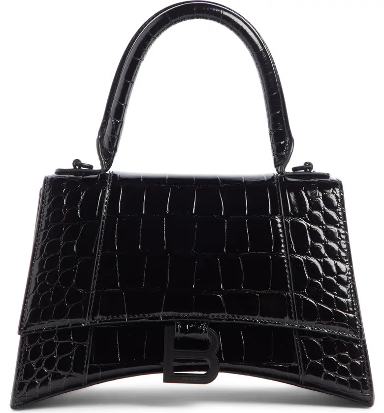 Balenciaga Extra Small Hourglass Croc Embossed Leather Top Handle Bag | Nordstrom | Nordstrom