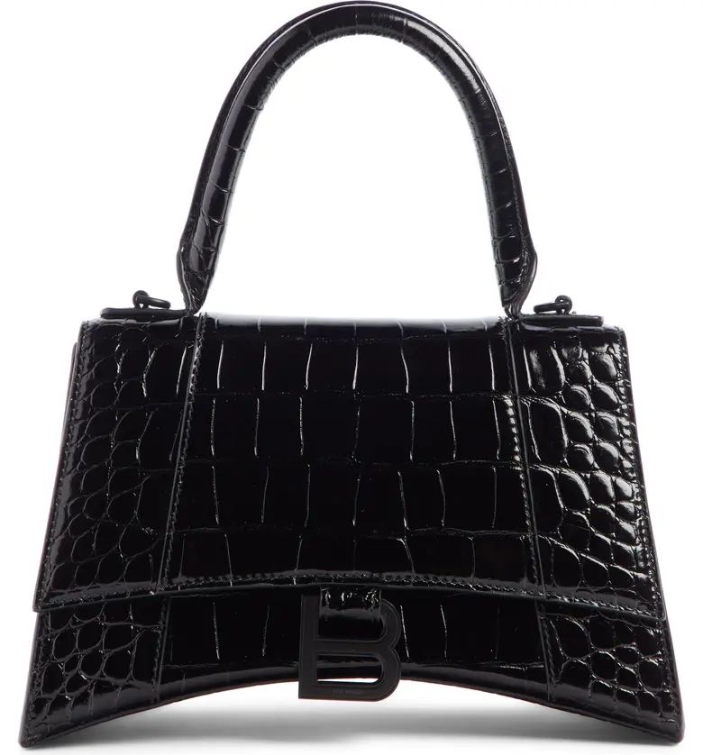 Extra Small Hourglass Croc Embossed Leather Top Handle Bag | Nordstrom