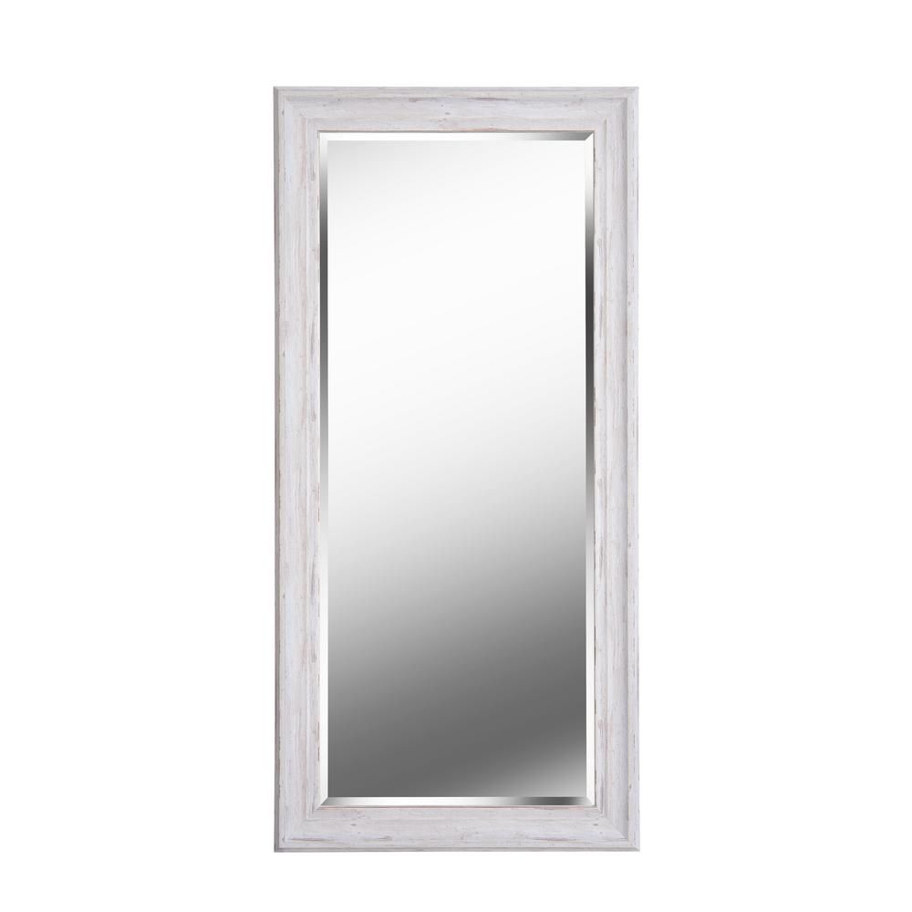 Kenroy Home Oversized Rectangle Distressed White Wood Antiqued Beveled Glass Mirror (65 in. H x 3... | The Home Depot