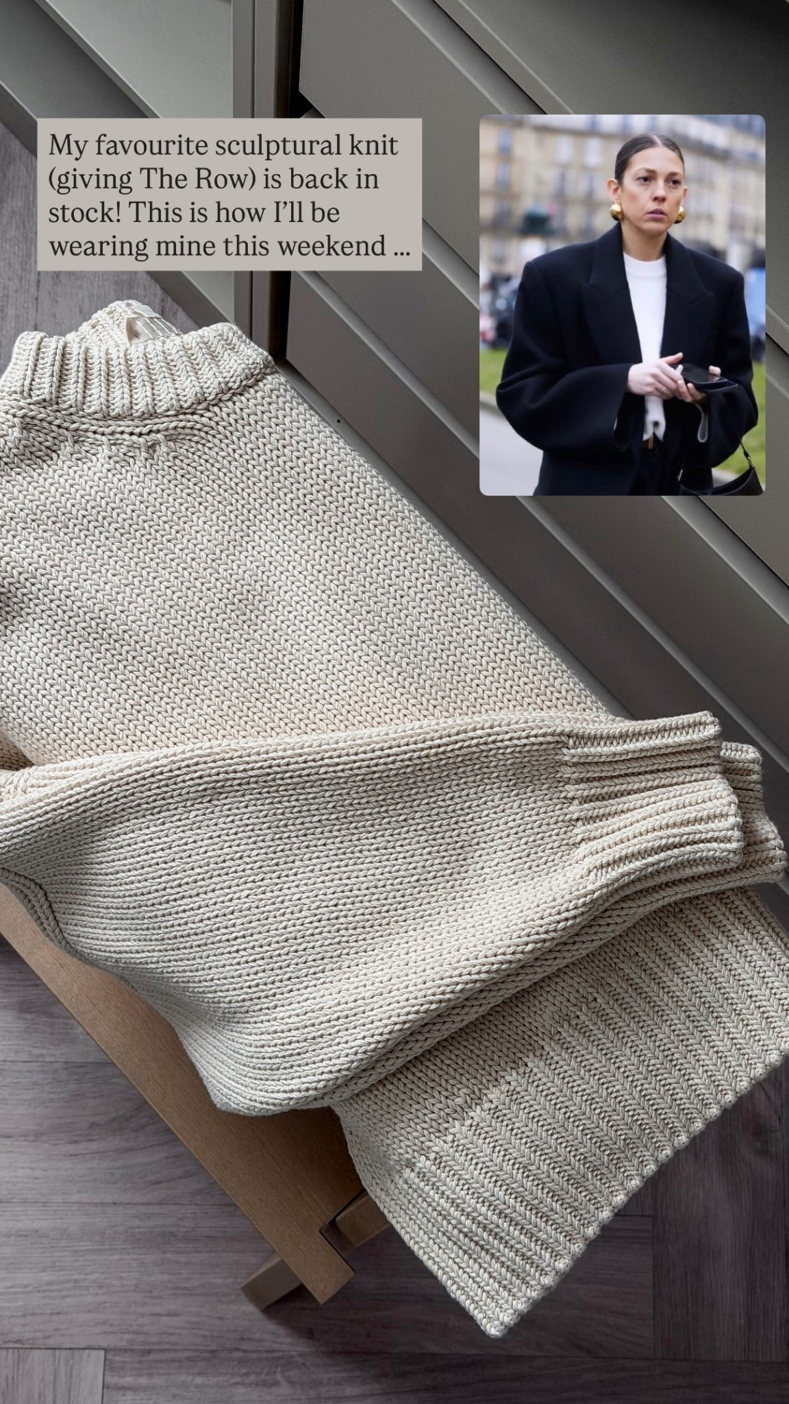 Sezane knitwear - the Virgil sweater is back in stock!

A cream chunky jumper is a must have for your transitional spring capsule wardrobe 

#LTKstyletip #LTKuk #LTKspring