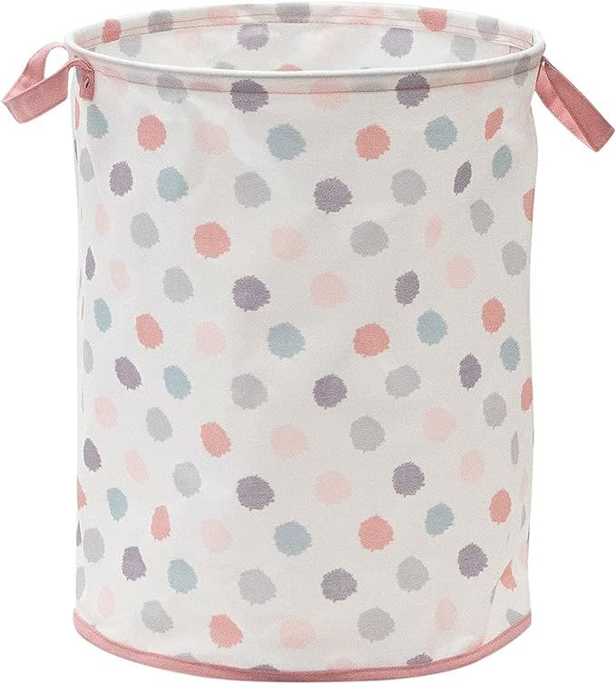 19.5" Laundry Basket Toy Organizer and Storage Hamper Tub for Girls with Dots in Pink White Lilac... | Amazon (US)