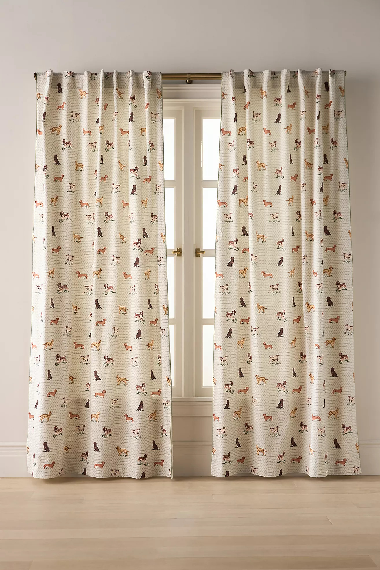 Printed Cotton Dogs Curtain | Anthropologie (US)