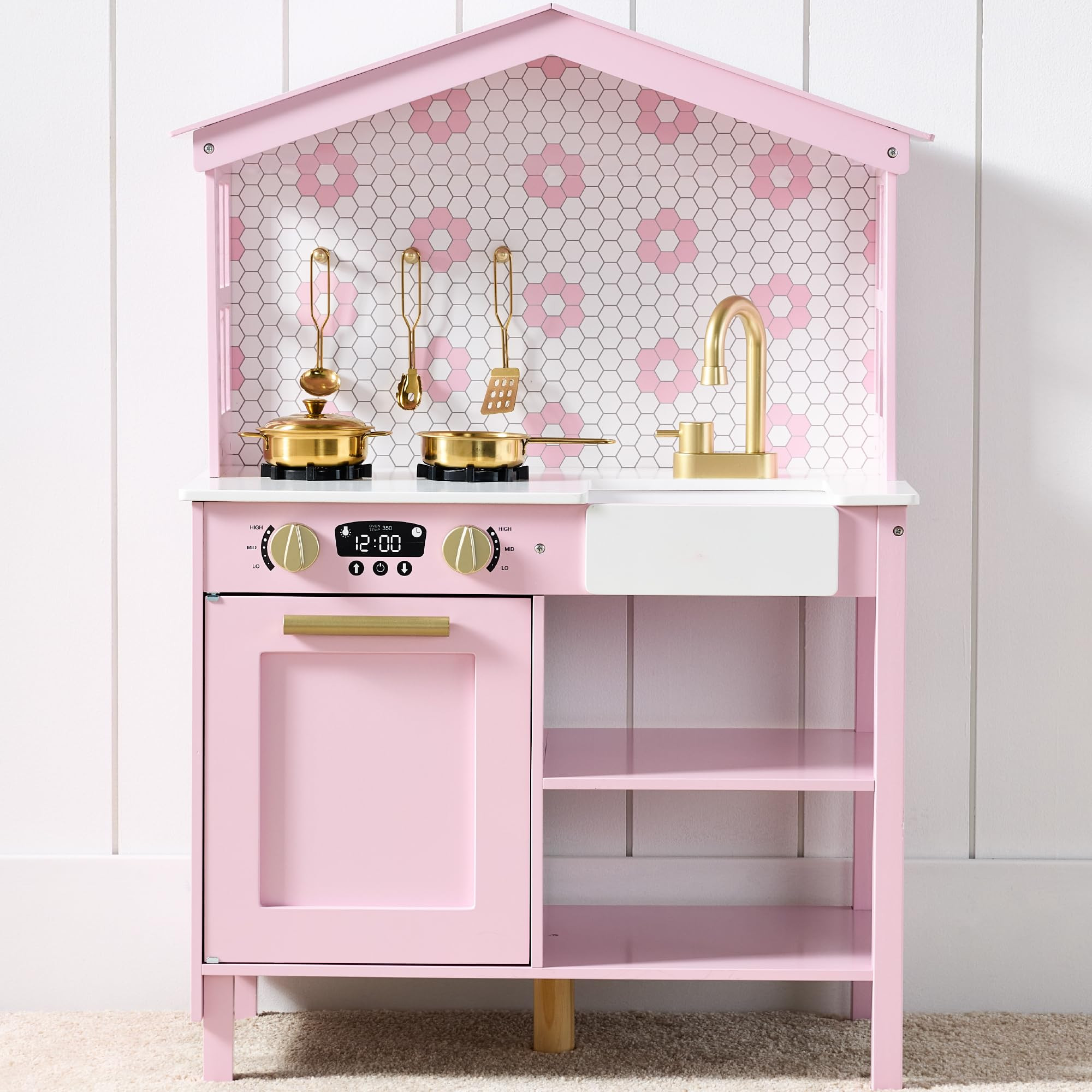 Best Choice Products Pretend Play Wooden Farmhouse Kitchen Set for Kids w/Toy Storage, Clicking K... | Amazon (US)