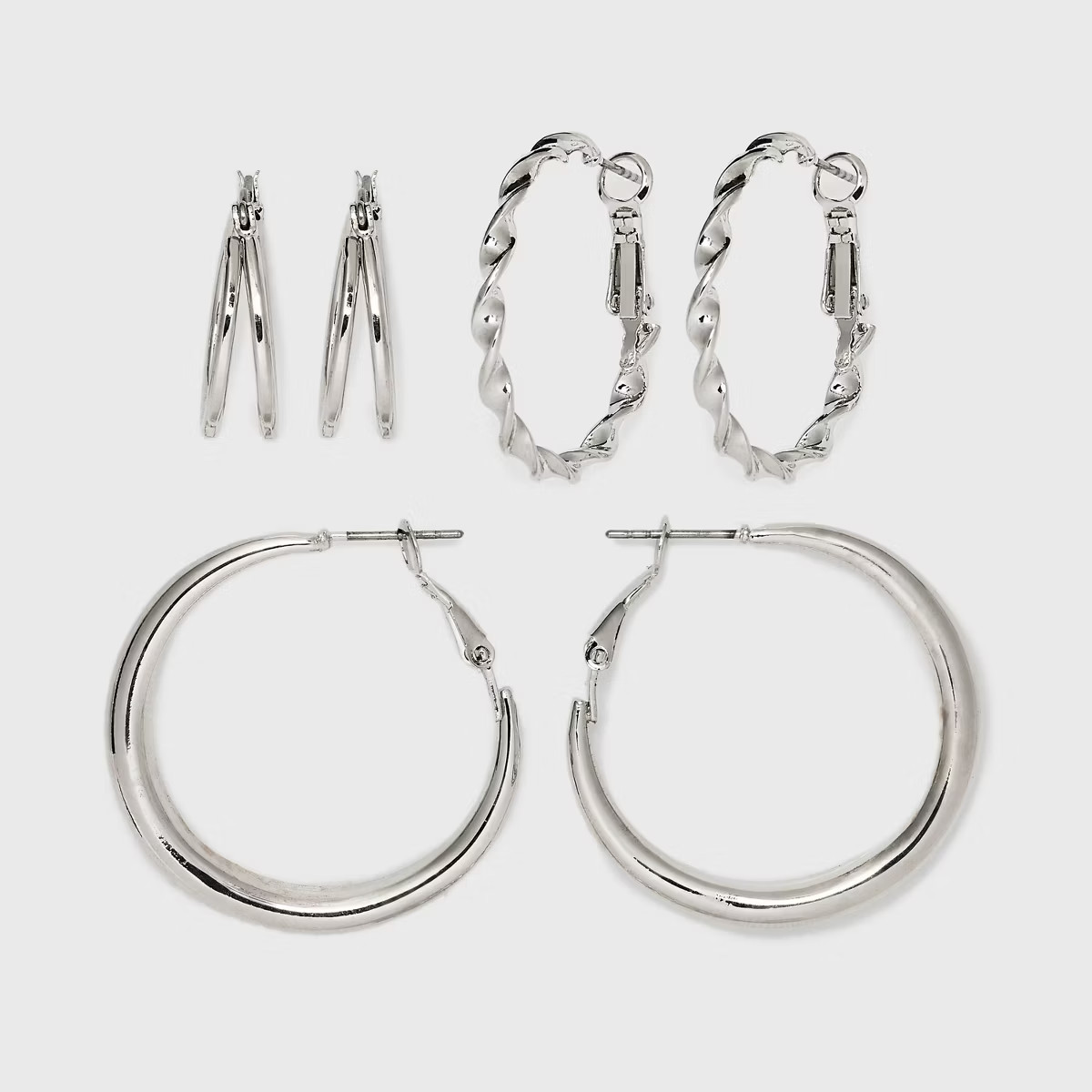 Twisted and Duo Hoop Earring Set 3pc - Universal Thread™ | Target