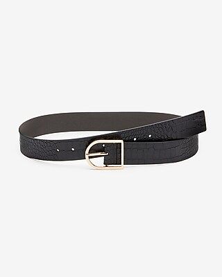 Snakeskin Textured Semi-Circle Buckle Belt | Express