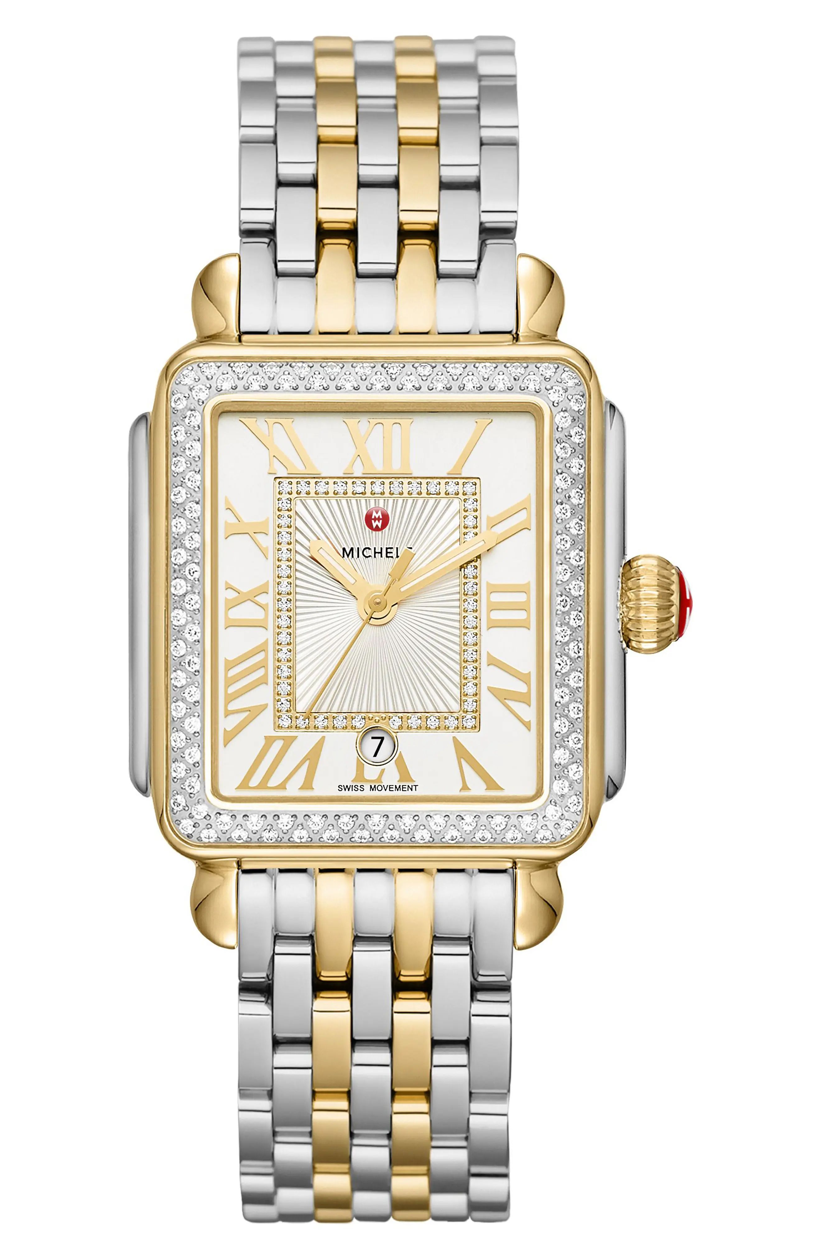 MICHELE Deco Madison Diamond Dial Watch Case, 33mm x 35mm | Nordstrom