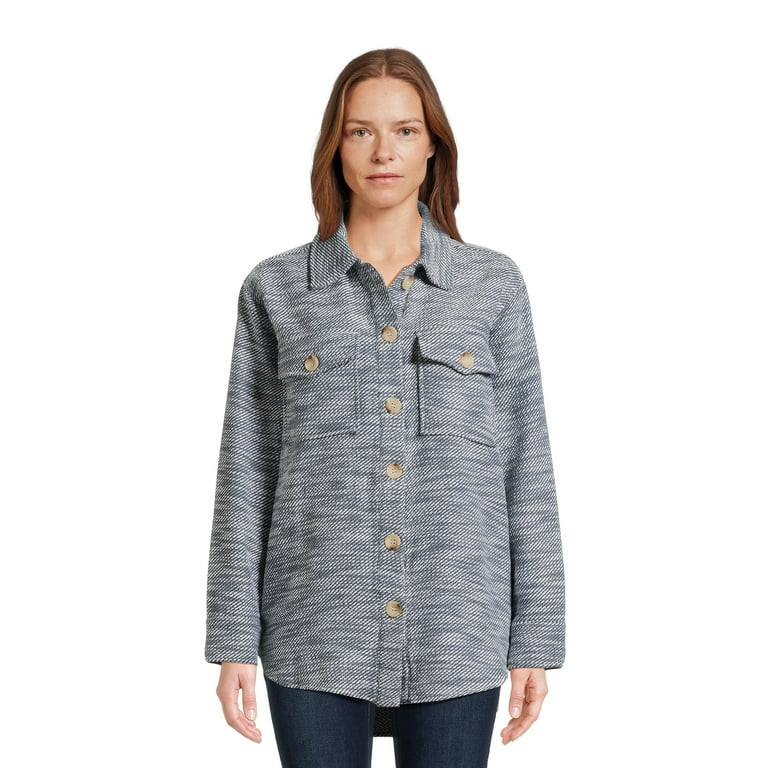 Time and Tru Women's Button Down Shacket wit Flap Pockets, Sizes XS-XXXL | Walmart (US)