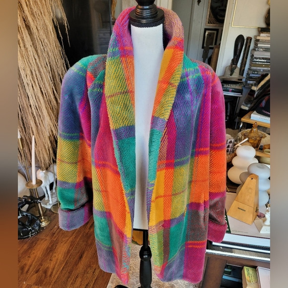 Rare Vintage 1980s Donny Brook Multi Color Plaid Over Coat Acrylic | Poshmark