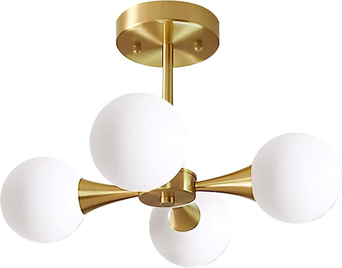 KCO Lighting Industrial Ceiling Light Semi Flush Mount Chandelier Antique Brass Light Fixture Mid... | Amazon (US)