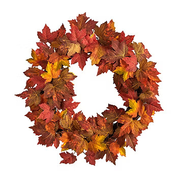 Nearly Natural 22" Maple Leaf Faux Wreath | JCPenney