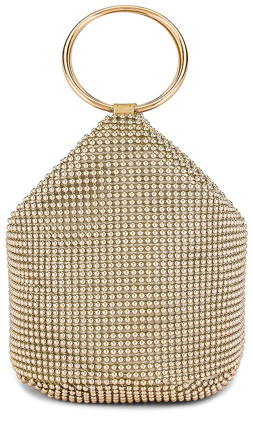 olga berg Bianca Ball Mesh Handle Bag in Metallic Gold. | Revolve Clothing (Global)