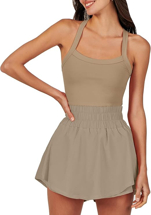 ANRABESS Womens Mini Tennis Dresses Skort Summer Sleeveless One Piece Workout Romper Dress with S... | Amazon (US)