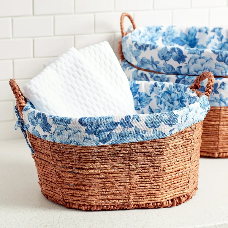 Pioneer Woman Oval Blue Floral Maize Basket, Set of 3 | Walmart (US)